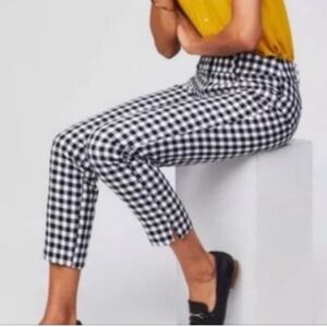 ❤️Loft Brand Women's Riviera Marissa Pant Black/White Gingham Mid Rise 0P